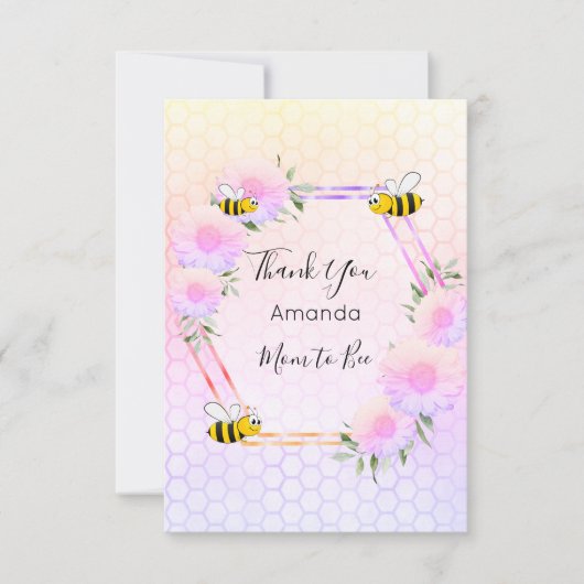 Babydusche rosa lila Pastellflorchen Dankeskarte (Vorderseite)