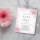 Babydusche Rosa Mädchen Blumenzettel Flyer