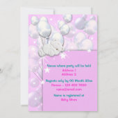 Babydusche Rosa Mädchen niedlich Einladung (Rückseite)