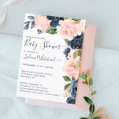 Babydusche Rosa Navy Blumenkaskade Einladung