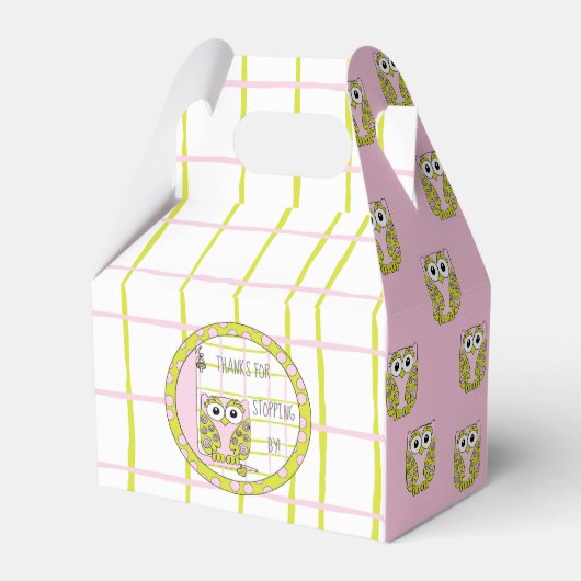 Babydusche Rosa Owl Geschenkschachtel (Rückseite)