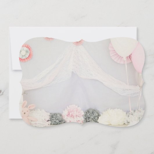 Babydusche Rosa Party Schicksal Einladung (Rückseite)