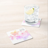 *~* Babydusche Rosa Pfirsich Wasserfarbenfutter Rechteckiger Pappuntersetzer (Vor Ort)