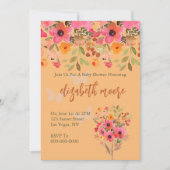 Babydusche Rosa Pfirsichgarten Blüte Blume Einladung (Vorderseite)