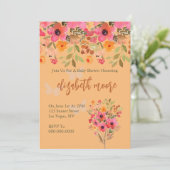 Babydusche Rosa Pfirsichgarten Blüte Blume Einladung (Stehend Vorderseite)