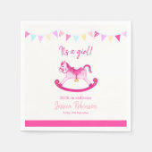 Babydusche rosa Rockrockshopfpferd individuelle Na Serviette (Vorderseite)