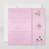 Babydusche Rosa, Schuhe und Jewel Schnuller Einladung (Rückseite)