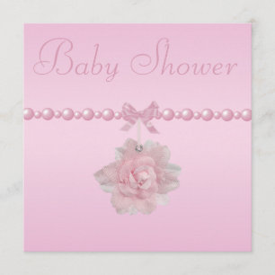 Babydusche Rosa, Schuhe und Jewel Schnuller Einladung