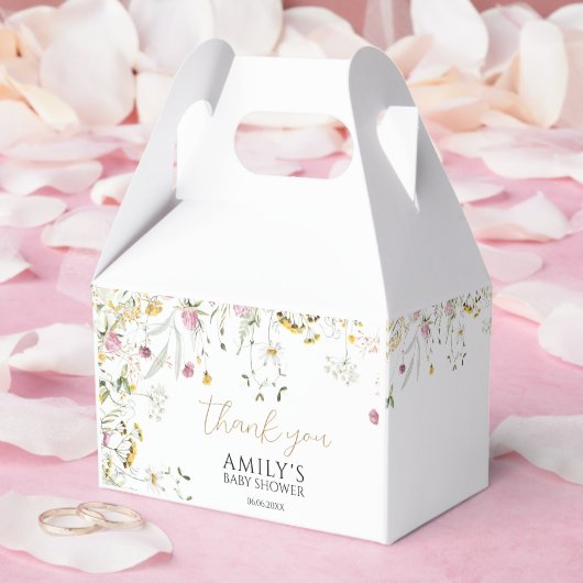 Babydusche Rosa und Gelbe Wildblumen Geschenkschachtel (Hochzeit)