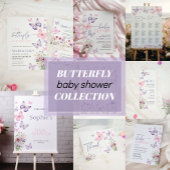Babydusche Rosa und Lila Schmetterlinge Einladung