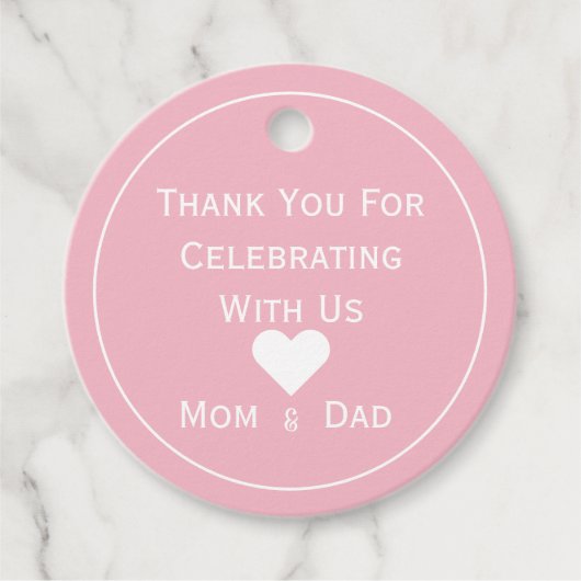 Babydusche Rosa und Weiß Geschenkanhänger (Vorderseite)