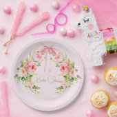 Babydusche Rosa Wappen Regency Bow Pappteller (Party)