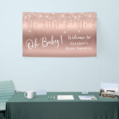 Babydusche Rose Gold Glitzer Willkommen Banner (Messeveranstaltung)