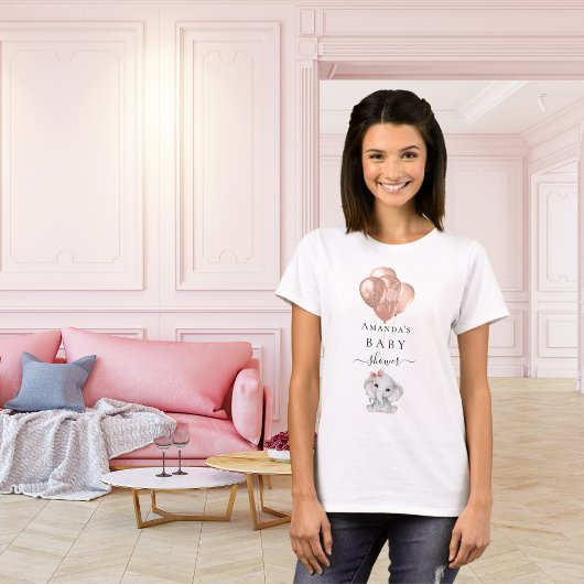 Babydusche Rose Goldballons Elefantenmädchen T-Shirt