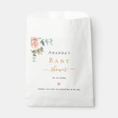 Babydusche Rose Goldblume Eukalyptus elegant Geschenktütchen (Vorderseite)