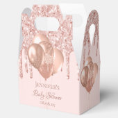 Babydusche Rose Goldblüten Glitzer Ballons Geschenkschachtel (Geöffnet)