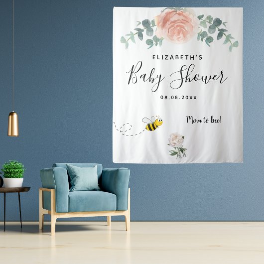 Babydusche Rose goldfarbene Blütenmutter Wandteppich