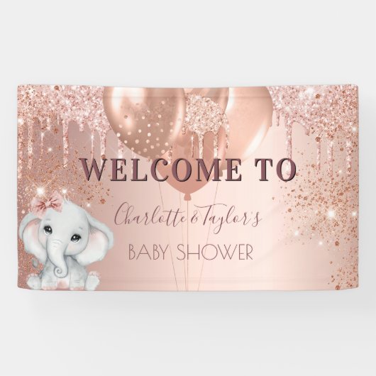 Babydusche Rose Goldmelone Banner (Horizontal)