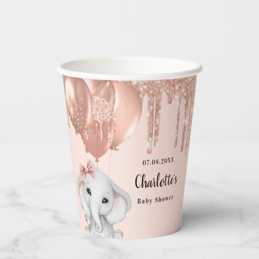 Babydusche Rose Goldmelone Pappbecher (Rückseite)