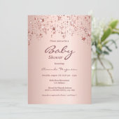 Babydusche Rose Goldstars Einladung (Stehend Vorderseite)