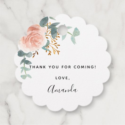 Babydusche rot Rose blumeneucalyptus vielen Dank Geschenkanhänger (Rückseite)