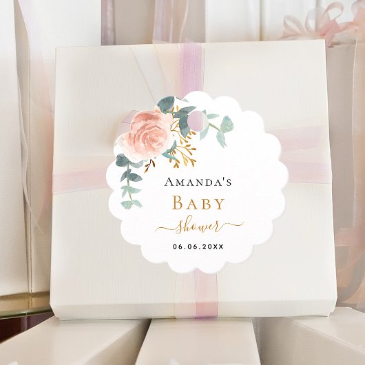 Babydusche rot Rose blumeneucalyptus vielen Dank Geschenkanhänger