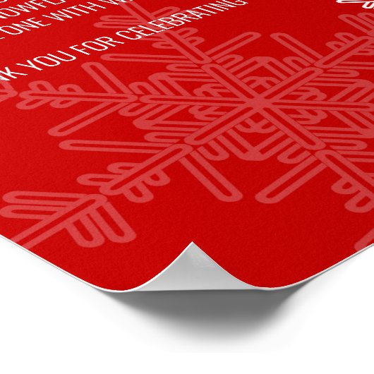 Babydusche Rote Schneeflocken Karten und Geschenke Poster (Ecke)