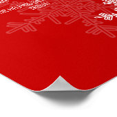 Babydusche Rote Schneeflocken Windeln Raffelzeiche Poster (Ecke)