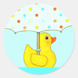 Babydusche Rubber Duck mit Umbrella Classic Roun Runder Aufkleber