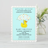 Babydusche Rubber Ducky mit Umbrella Einladung (Stehend Vorderseite)