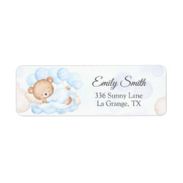 Babydusche Rücksendeadresse Etikett Blue Bär