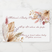 Babydusche Rustic Boho Pampas Grass Schaumweinetikett (Einzelnes Label)
