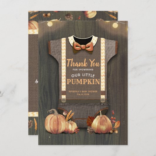 Babydusche Rustic Fall Pumpkins Niedlich Danke (Vorne/Hinten)