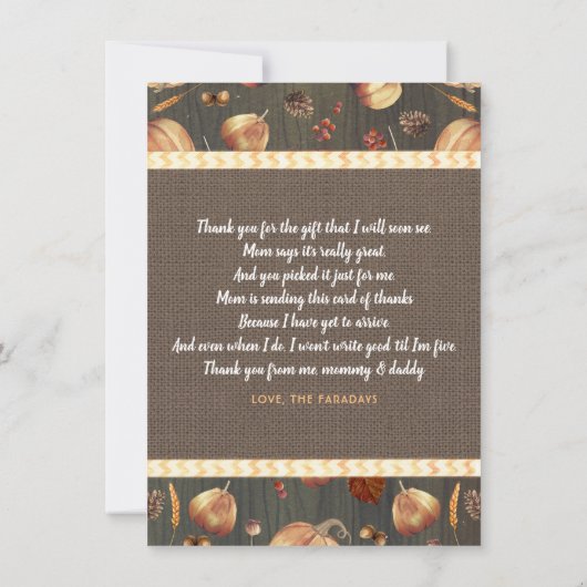 Babydusche Rustic Fall Pumpkins Niedlich Danke (Rückseite)