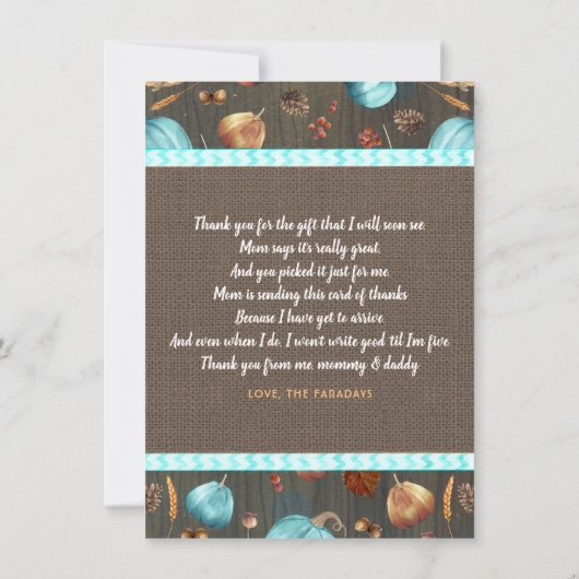 Babydusche Rustic Fall Pumpkins Niedlich Danke (Rückseite)