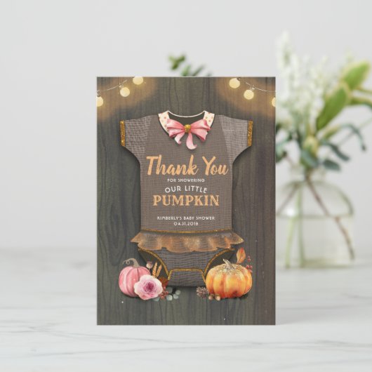 Babydusche Rustic Fall Pumpkins Niedlich Danke (Stehend Vorderseite)