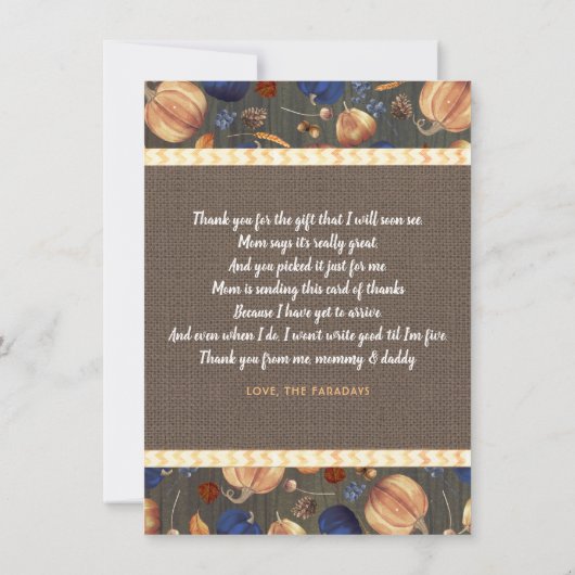 Babydusche Rustic Fall Pumpkins Niedlich Danke (Rückseite)