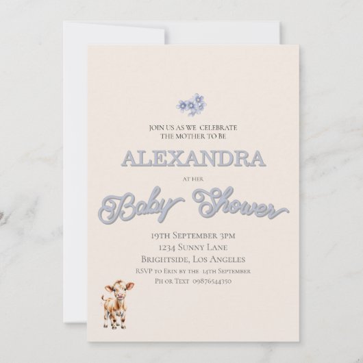 Babydusche Rustikale neue Herde Niedliche Einladun Einladung (Rückseite)