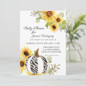 Babydusche Rustikale Sonnenblume Zebra Pumpkin Einladung (Stehend Vorderseite)