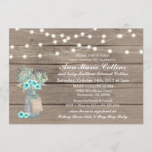 Babydusche Rustikale String Lights Babys Atem Einladung