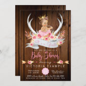 Babydusche Rustikales Holzschildkröten Kinderdusch Einladung (Vorne/Hinten)