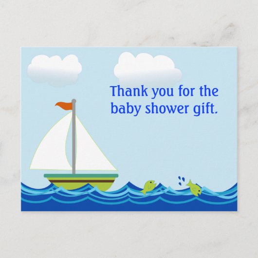 Babydusche Sailboat Vielen Dank Postcard Postkarte (Vorderseite)