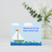 Babydusche Sailboat Vielen Dank Postcard Postkarte (Stehend Vorderseite)