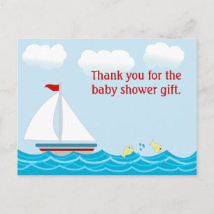 Babydusche Sailboat Vielen Dank Postcard Postkarte