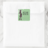 Babydusche Save the Date Quadratischer Aufkleber (Tasche)