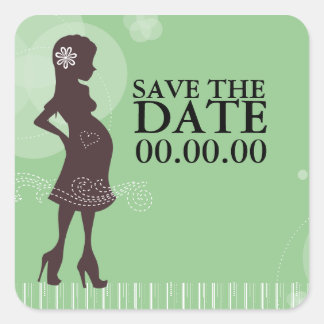 Babydusche Save the Date Quadratischer Aufkleber