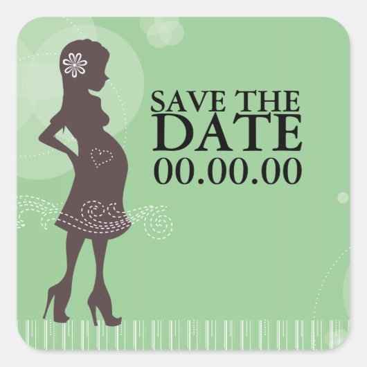 Babydusche Save the Date Quadratischer Aufkleber (Vorderseite)