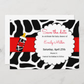 Babydusche Save the Date schwarz rot (Vorne/Hinten)