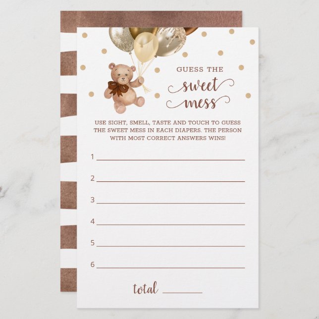 Babydusche schätzt den süßen Mess Game Teddy Bear (Vorne/Hinten)