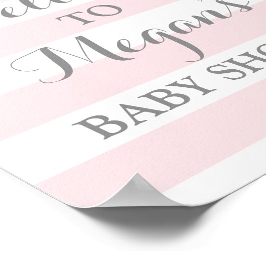Babydusche Schild Blush Streifen Silver Confetti (Ecke)